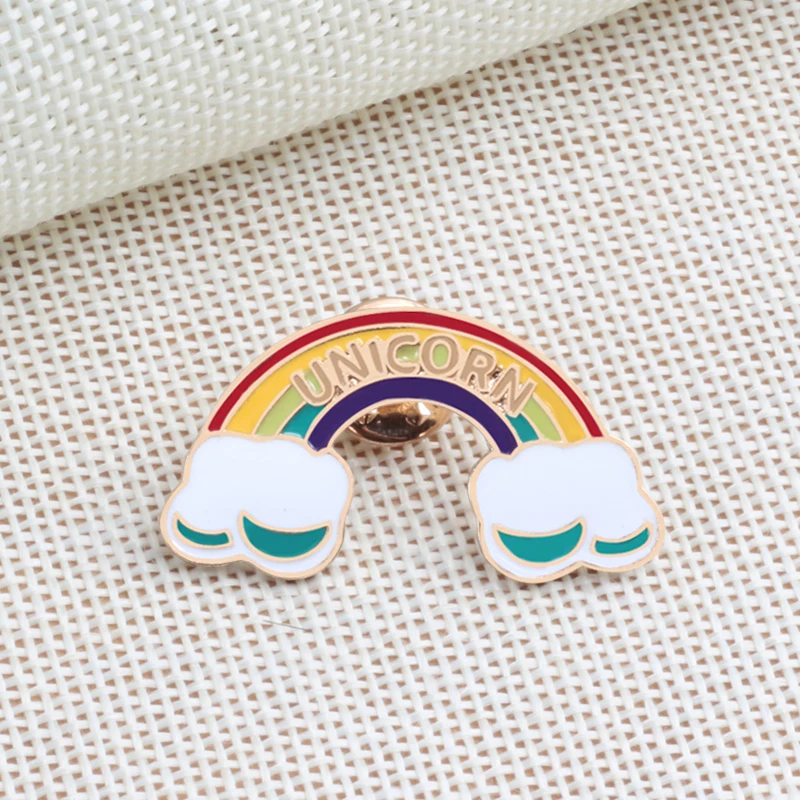 Брошь в виде мультяшных милых радужных облаков горшечных растениях брошка