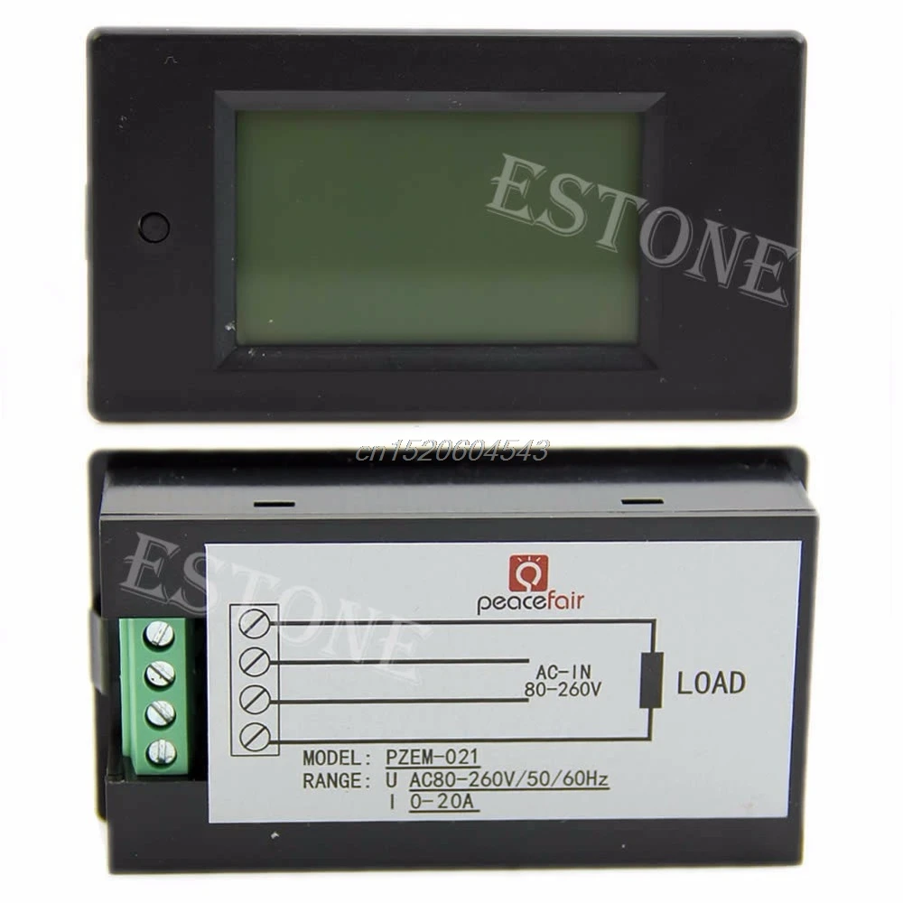 ЖК-цифровой ваттметр вольт ватт мощность Амперметр Вольтметр AC 80-260V 20A траектория