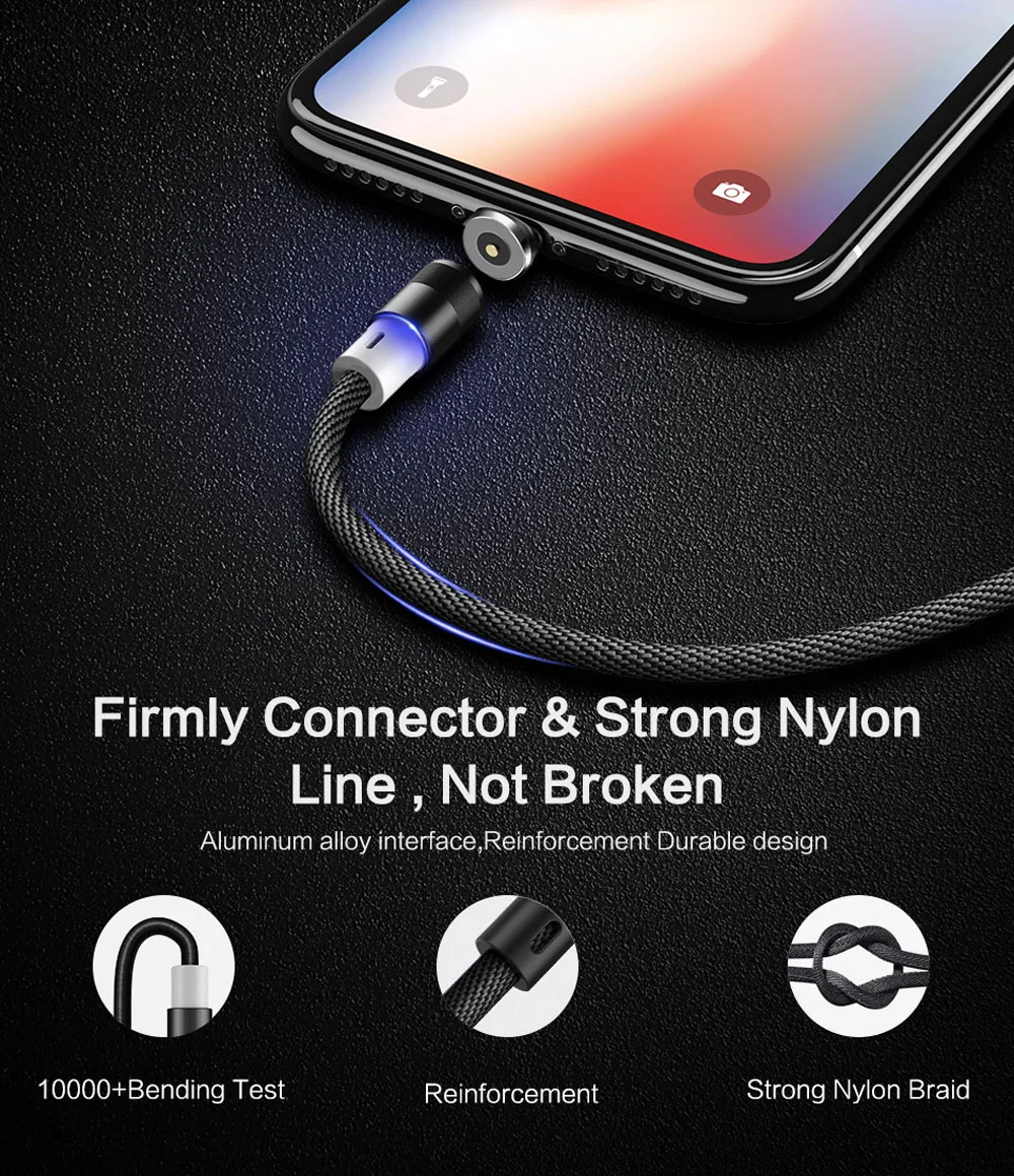 Магнитный зарядный кабель type-C для Apple, Micro usb type-C, телефонный кабель для iPhone X, 7, 8, 6, для samsung, Xiaomi, магнитный кабель для зарядки