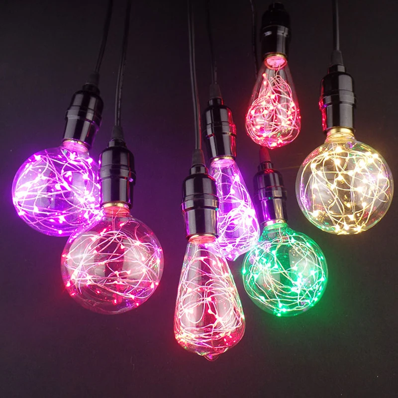 Новинка! E27 Декор свет светодиодная RGB edison Звездное Фея Строка Красочные лампочка