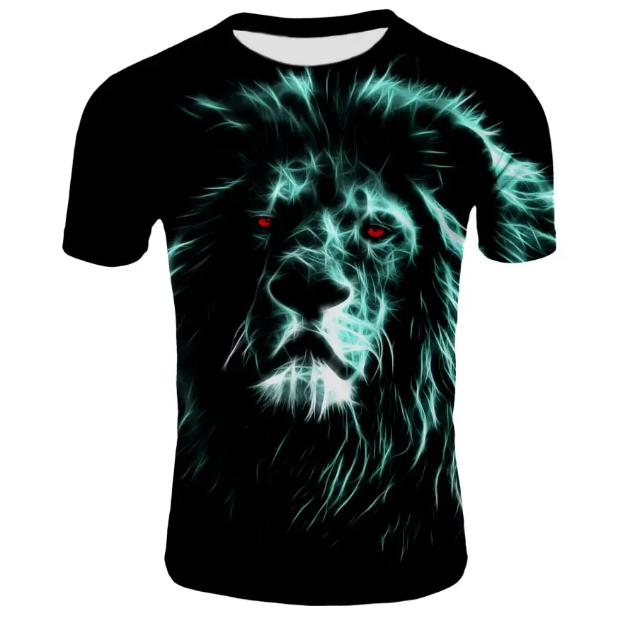 Summer new 3D printing men's T-shirt Yin Yang Lion men and women fashion brand shirt short-sleeved large size lion | Мужская одежда
