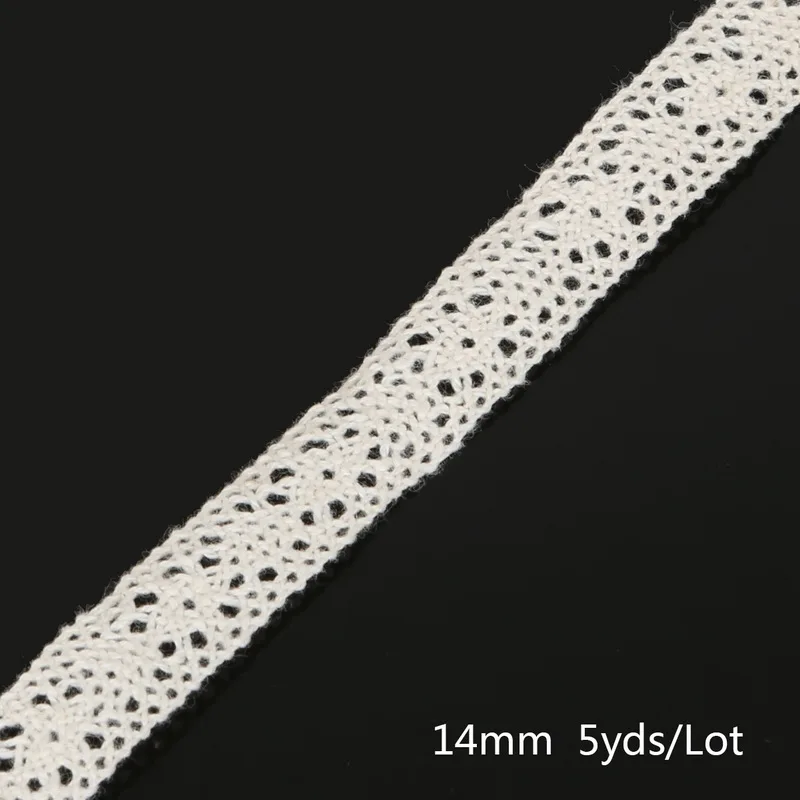 Ivory 14mm 5 ярдов вязание крючком хлопок кружево отделка ткань лента, для DIY швейная одежда ручной работы лоскутное Скрапбукинг Ремесло АКСЕССУАРЫ - Цвет: Ivory 14mm