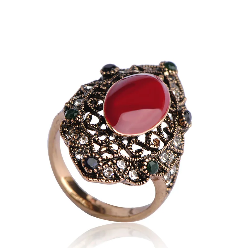 Высокое качество эмаль овальный камень кольца на палец трендовые Ретро турецкие