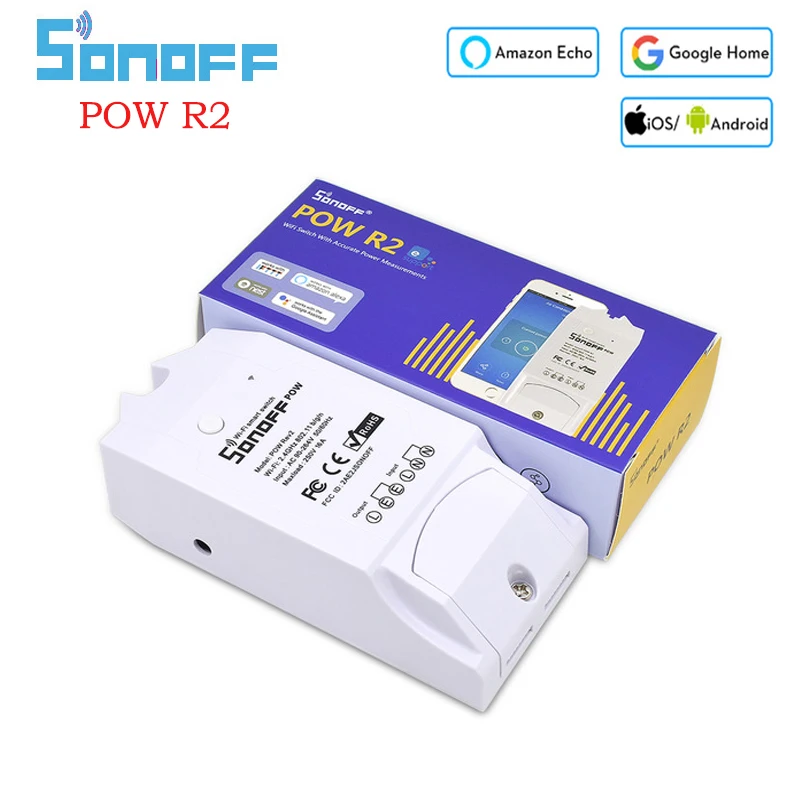 Умный беспроводной Wi Fi переключатель Sonoff POW R2 15 А измерение энергопотребления в