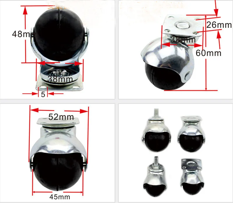 2-дюймовый толщиной диван председатель кастер колеса сферические резиновые