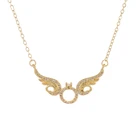 Женский кулон с крыльями ангела, инкрустированный микро цирконием, с золотой цепочкой