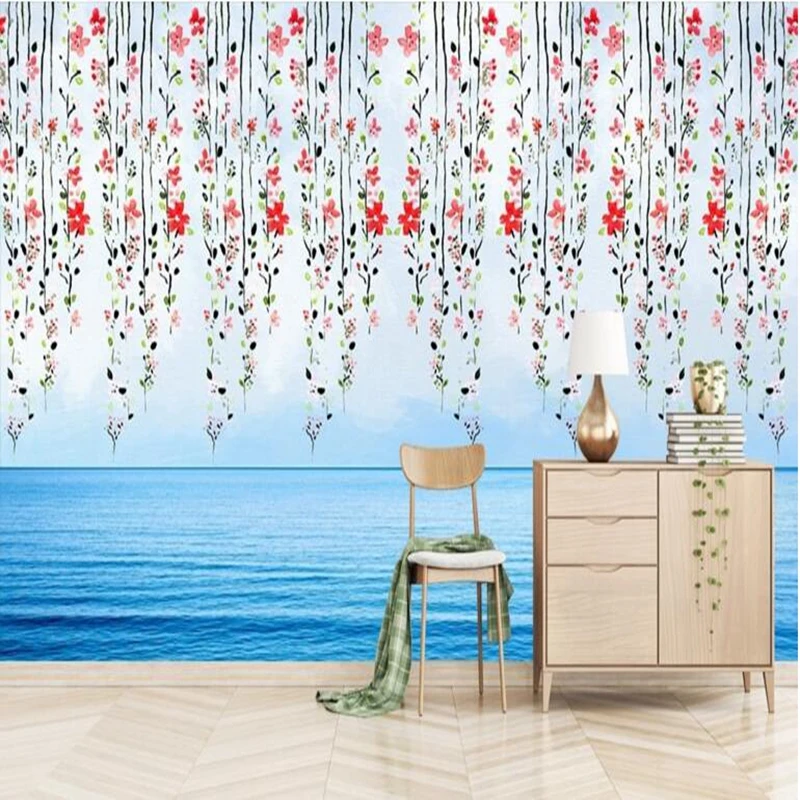 

3d Wall Murals Flowers Simple Freshwater Shore Flower Papel De Parede Floral Kids Wall Papers Living Room Sofa Backdrop Bedroom
