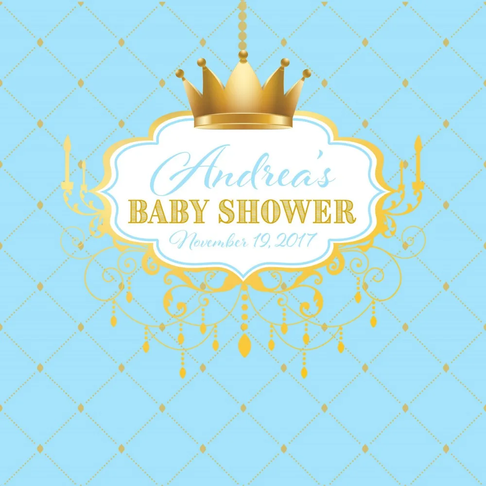 Пользовательский синий принц Baby Shower Корона фото фон Высокое качество