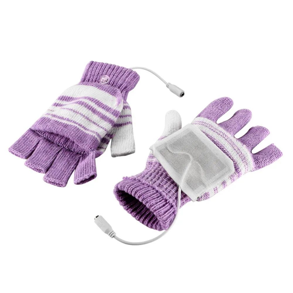Новые зимние вязаные перчатки с электрическим подогревом для женщин 5 В usb кабель