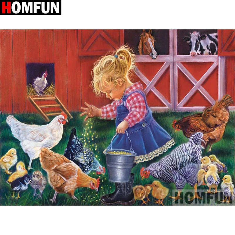 Алмазная 5D картина HOMFUN курица вышивка крестиком полная выкладка домашний декор