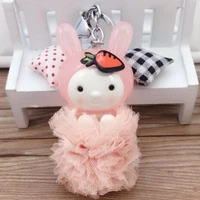 cute acrylic keychain rabbit lace flower bag hanger keychain decoration bag pendant jewelry for women gifts