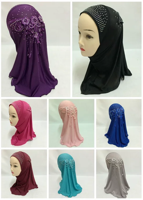 (12 шт./лот) 2016 новый стиль для маленьких девочек мусульманский хиджаб детский