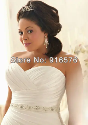 Mermaid Crystal Sash Pleat Sweetheart Lace UP Closure Floor Length Long Plus Size Corset Belt Large Wedding Gowns | Свадьбы и