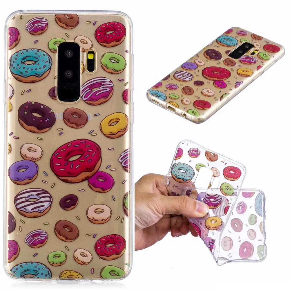 cat penguin Doughnut cactus panda flowers Icecream cartoon Painted phone case For Samsung S9 Plus high Quality TPU cover shell |