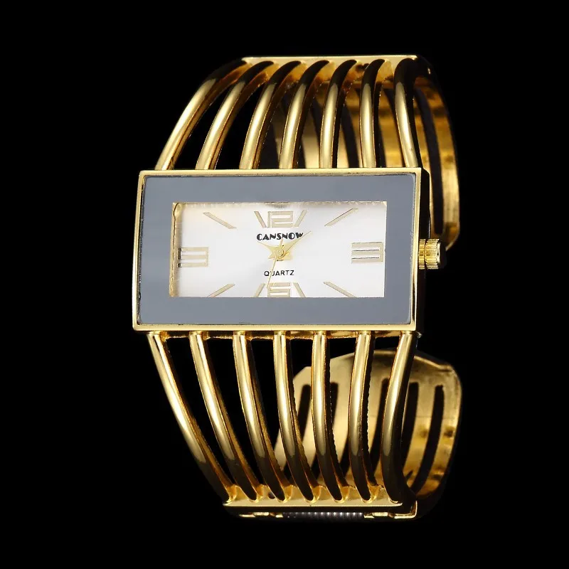 Gold White Новинка, стильный браслет из розового золота, прямоугольные часы, женское платье, кварцевые женские наручные часы,, relojes para mujer - Цвет: Gold White