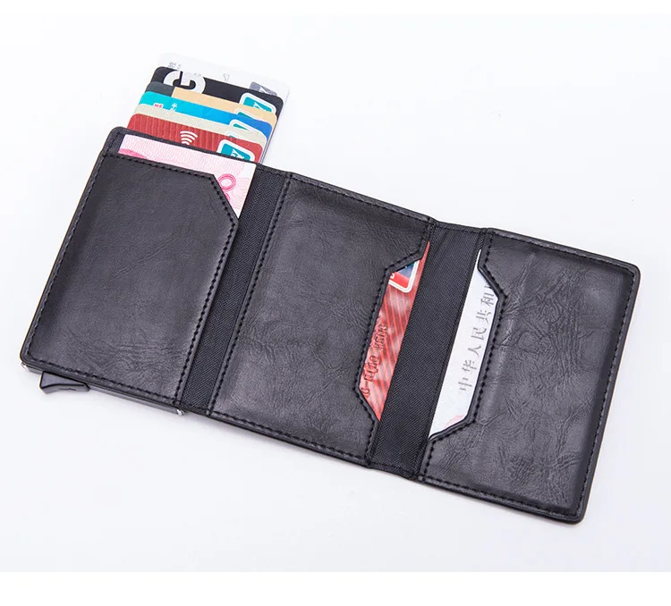 DIENQI Анти Rfid id держатель для карт Чехол Мужской кожаный металлический кошелек мужской кошелек для монет женский мини карбоновый кредитный держатель для карт на молнии
