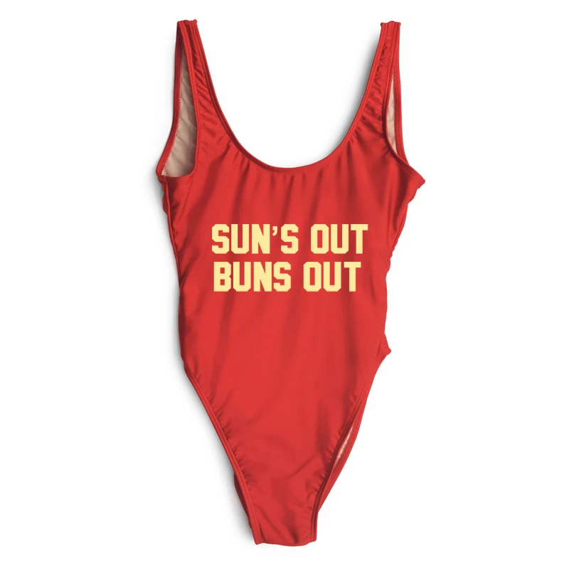 Стринги SUN'S OUT BUNS с буквенным принтом Купальник для женщин большие размеры