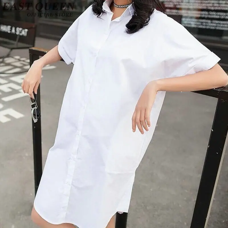New arrival 2018 summer women blouse three quarter sleeve white shirt female button front casual streetwear S-3XL NN0337 HQ