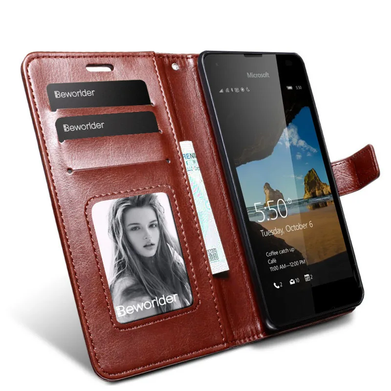 Beworld для microsoft Lumia 550 чехол Бизнес искусственная кожа Crazy Horse откидная подставка