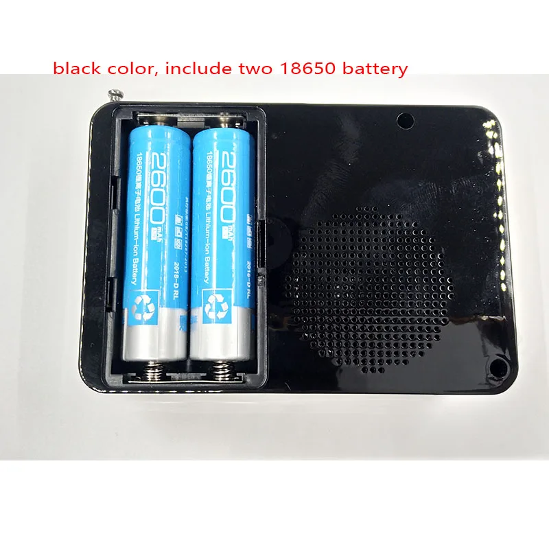 black two battery KK60 с большим светодиодный дисплеем TF \ Micro SD USB динамик MP3-плеер FM радио часы будильник светодиодный фонарик - Цвет: black two battery