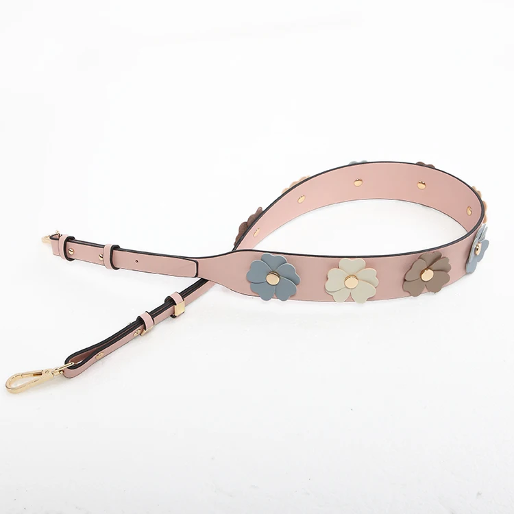 pink gold hook Модный ремень для женщин, сумки, сумки, кожа, цветные цветы, сумка на плечо, ремень, регулируемый цветочный ремень, сумка, аксессуары - Цвет: pink gold hook