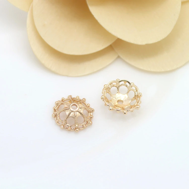 

20PCS 11MM 24K Champagne Gold Color Plated Brass Beads Caps Tassel Caps High Quality Diy Jewelry Accessories