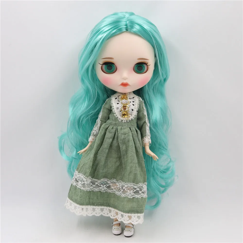 1/6 Blyth кукла белая кожа соединение тела бирюзовые волосы новое матовое лицо с бровями блеск для губ. No.280BL4268