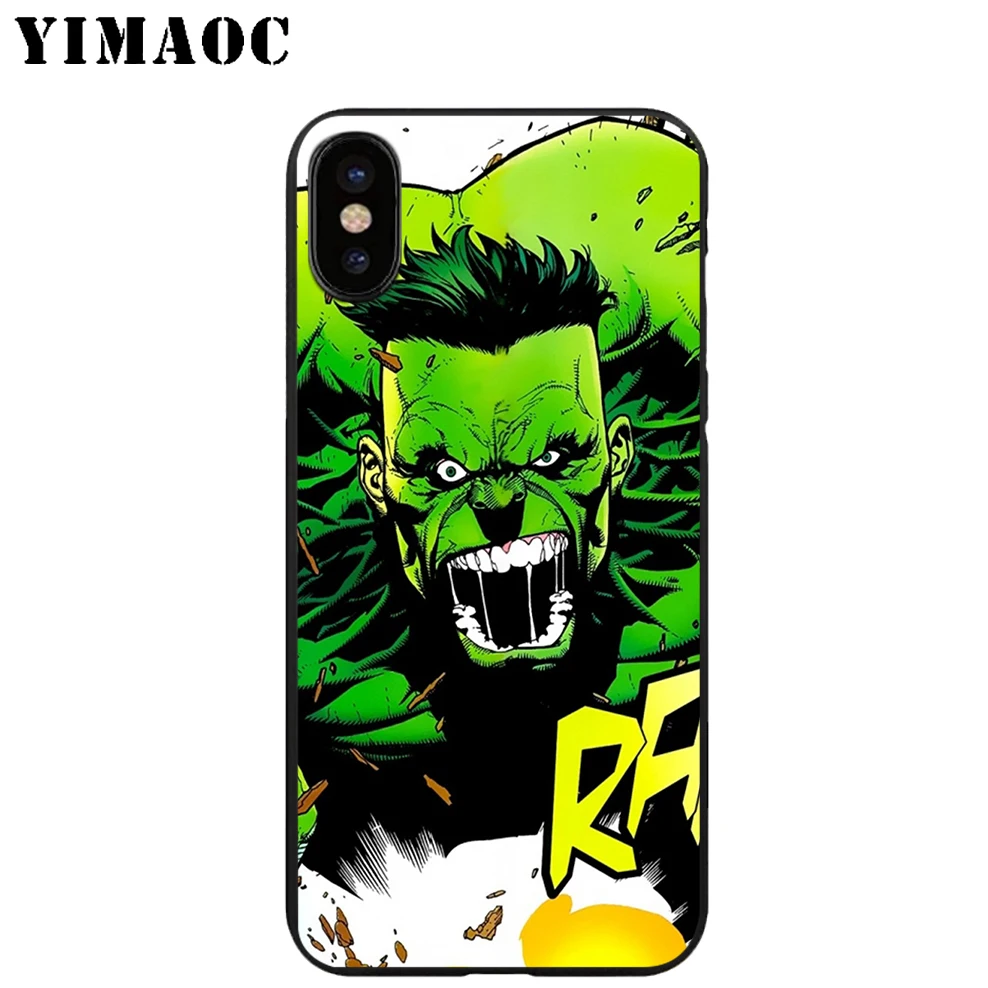 YIMAOC Халк Супергерои зеленый Мягкий ТПУ Черный силиконовый чехол для iPhone X или 10 8 7