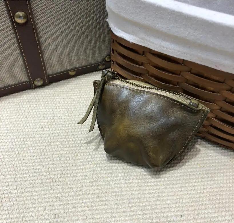 Маленький мужской кошелек из натуральной кожи цветной ретро коровьей тонкий