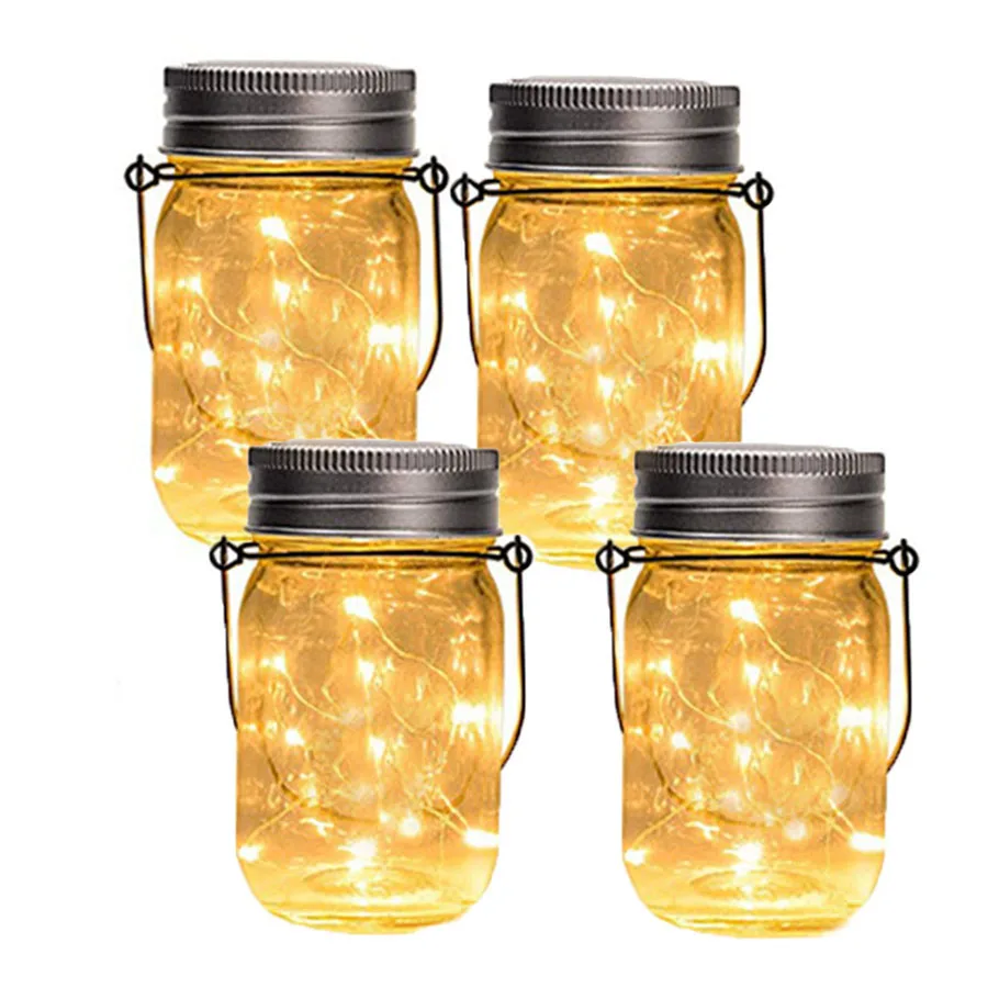 Thrisdar Солнечная банка свет с крышкой Вставка 2 м 20LED медная гирлянда Сказочный