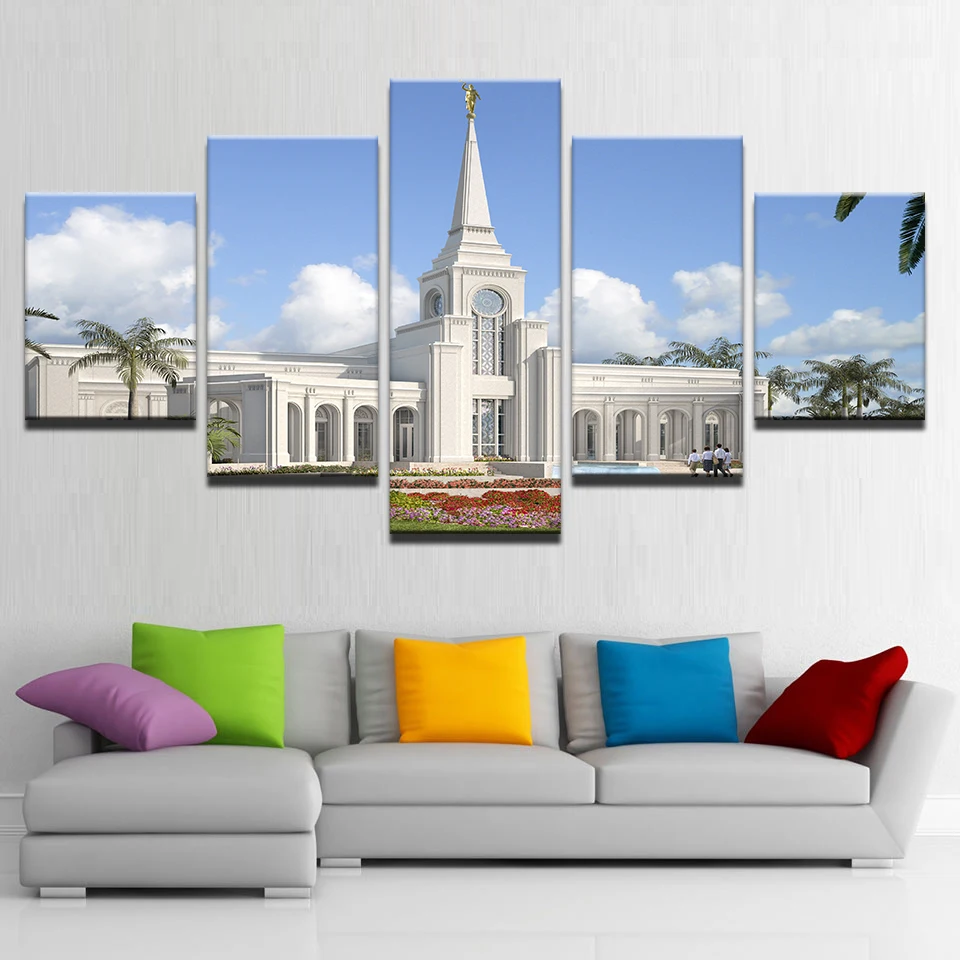 

HD Prints Canvas Poster Living Room Home Decoration 5 Piece Beautiful Fort Lauderdale Painting Wall Art Lds Temple Pictures