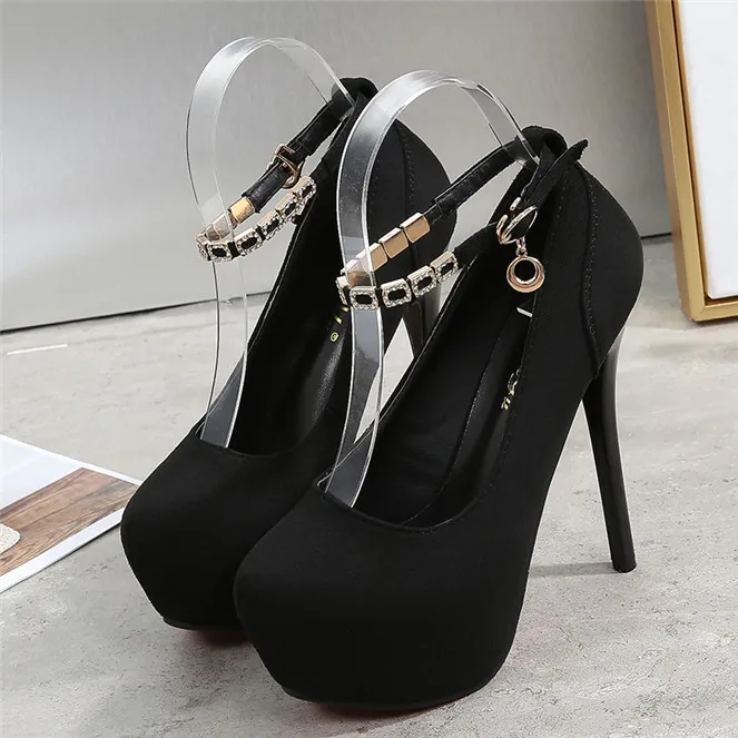 Black 12cm Пикантные стразы; туфли-лодочки на платформе и каблуке; женская обувь на высоком каблуке; женская свадебная обувь; Свадебная обувь; Цвет Черный; Каблук 12, 14 см - Цвет: Black 12cm