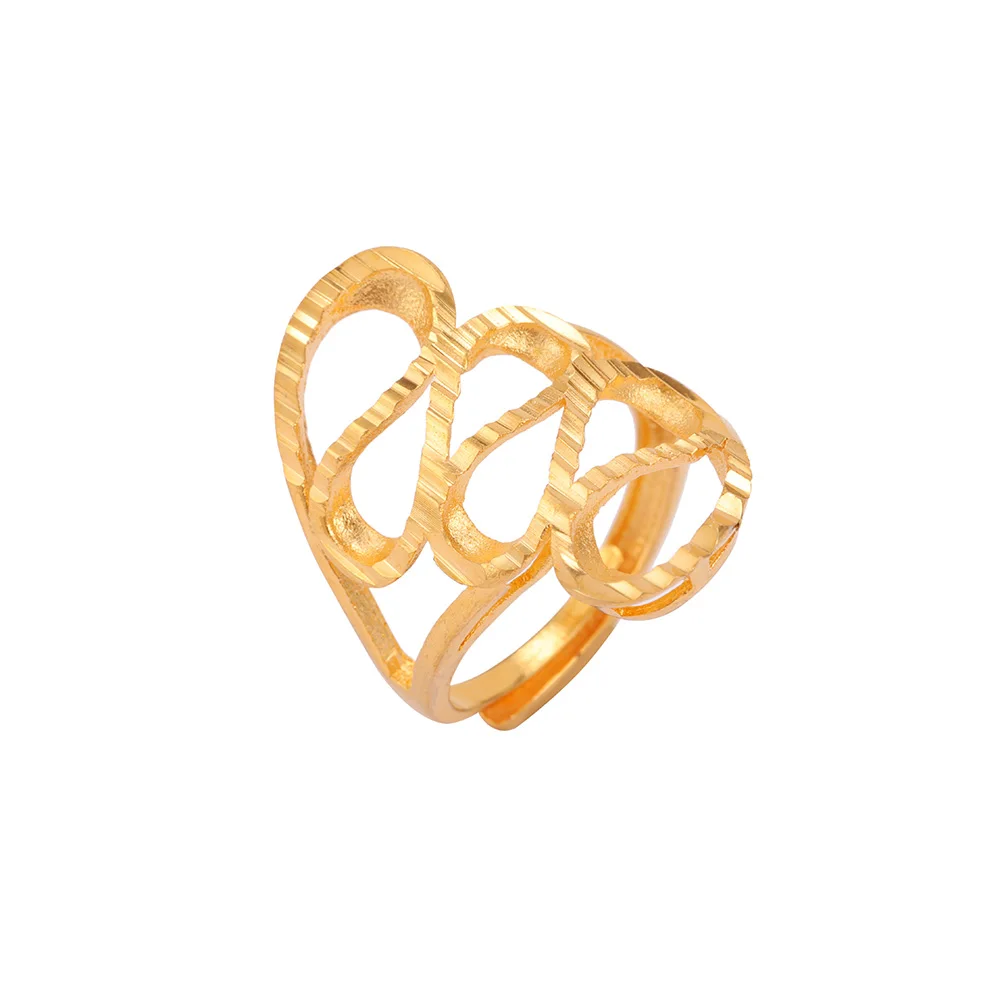 Женское кольцо с волнами регулируемое желтое Золотое для свадебной вечеринки 2018