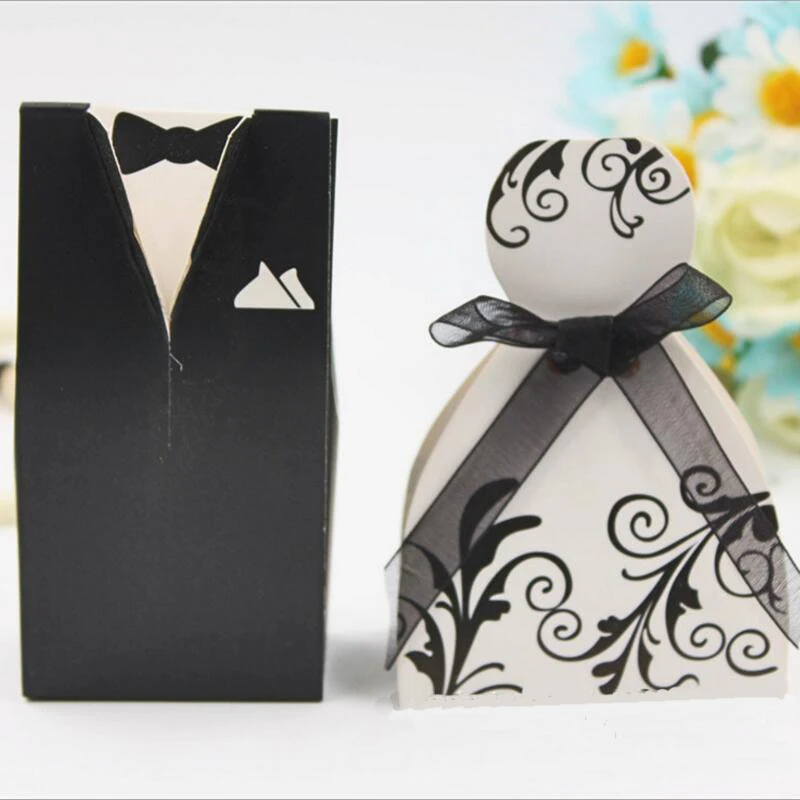 

100pcs/lot Wedding Favors and Gifts Box Mini Bride Candy Box for Wedding Decoration Supplies Chocolate Boxes Sweet Bags