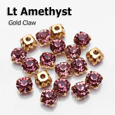 Lt Amethyst Горячая распродажа! Стразы 17 цветов, Золотые камни 4 мм/5 мм/6 мм/7 мм для украшения платьев, аксессуары для самостоятельной сборки - Цвет: Lt Amethyst