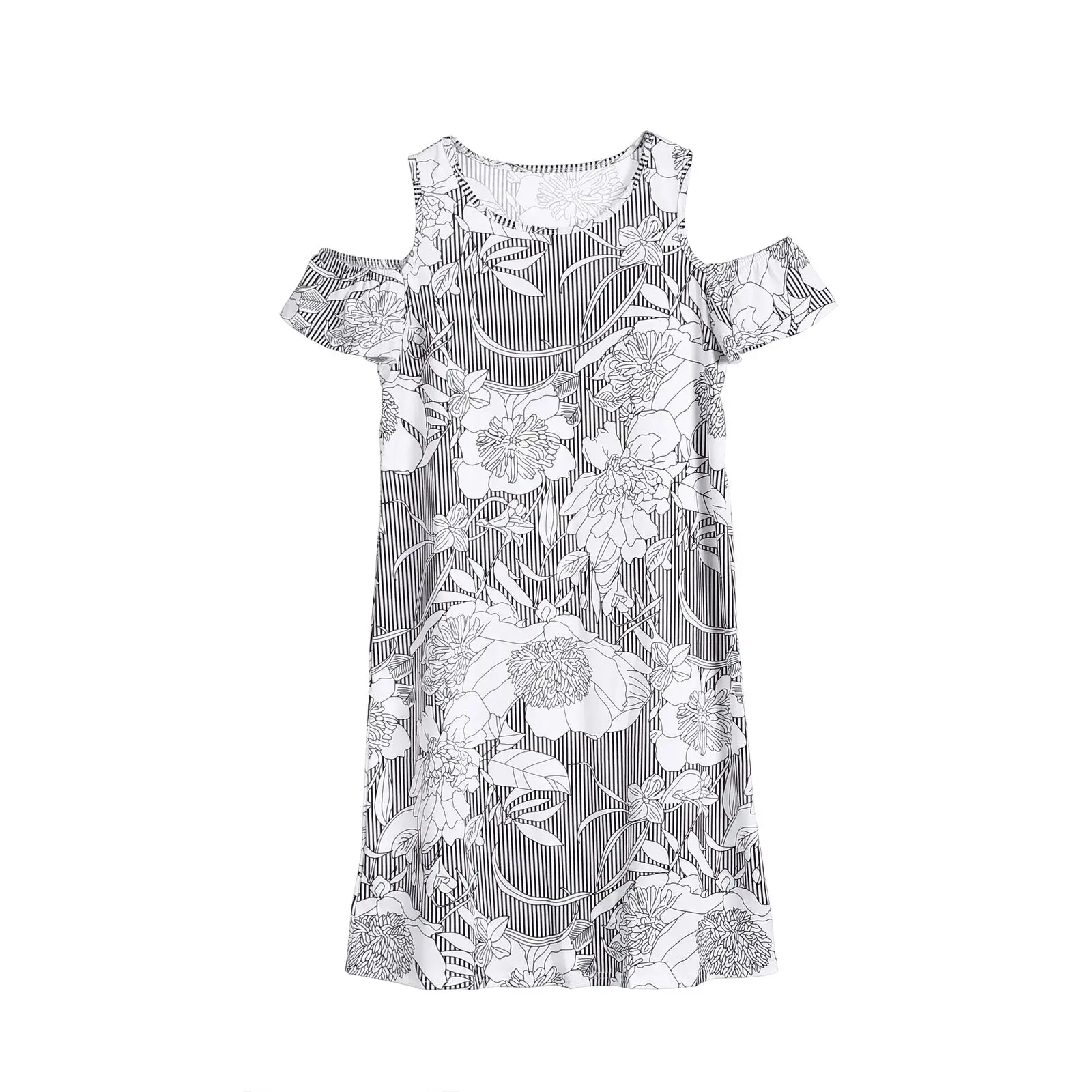 Модное мини платье в полоску с цветочным принтом для мамы и дочки одинаковая