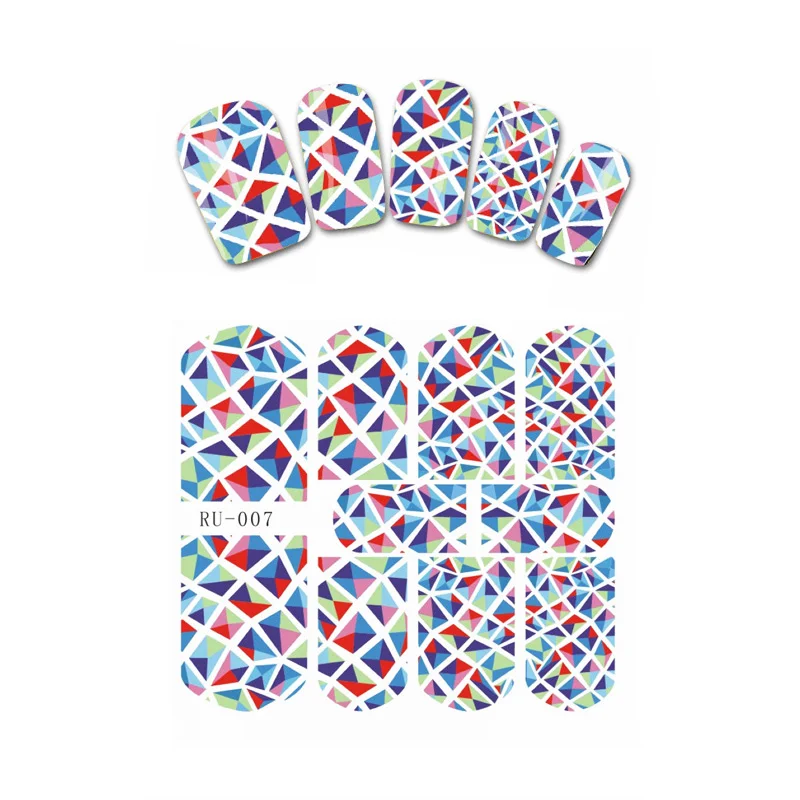 

UPRETTTEGO NAIL ART BEAUTY WATER DECAL SLIDER NAIL STICKER COLORFUL RAINBOW NEON BROKEN GLASS MOSAIC ABSTRACT PAINTING RU007-012