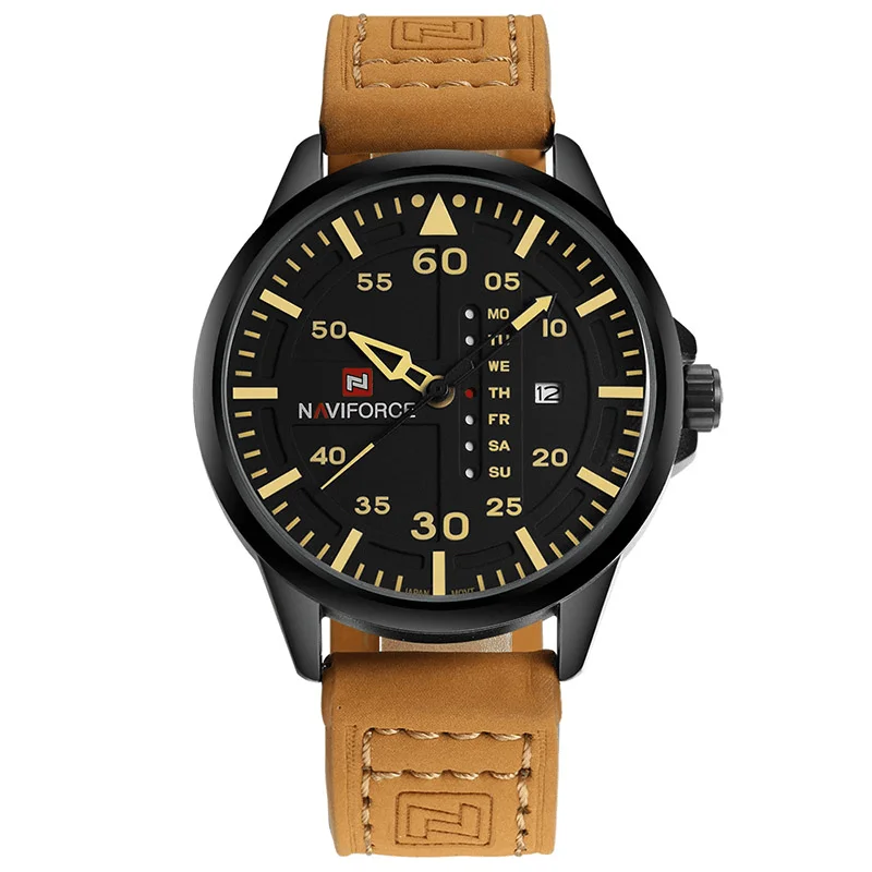 NAVIFORCE Luxury Brand Дата Японии Movt Квадратной Мужчины Кварцевые Casual Часы Армии Военные Спортивные Часы Мужчины Часы Мужской Кожаный Часы