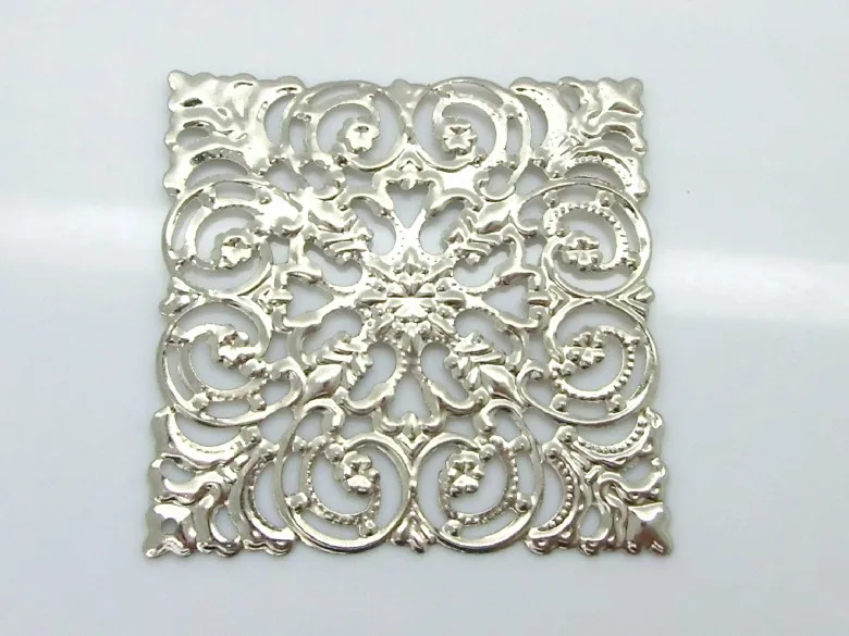 20Pcs Silver Tone Or Bronze Filigree Square Wraps Connectors Decoration DIY Findings 51x51mm D2035 | Украшения и аксессуары