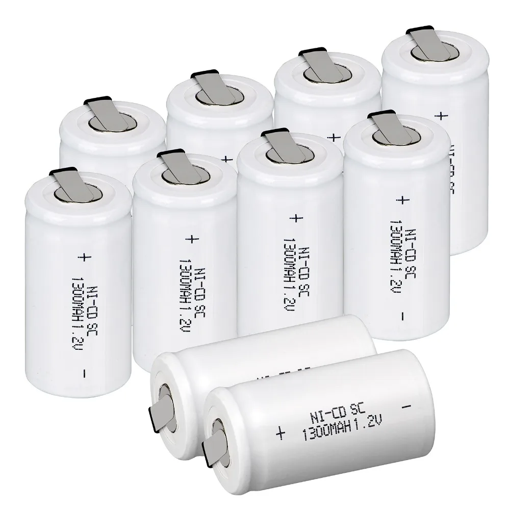 Никель кадмиевая аккумуляторная батарея 10x Anmas Power NICD 1 2 В 1300 мАч Sub C SC Ni Cd белые