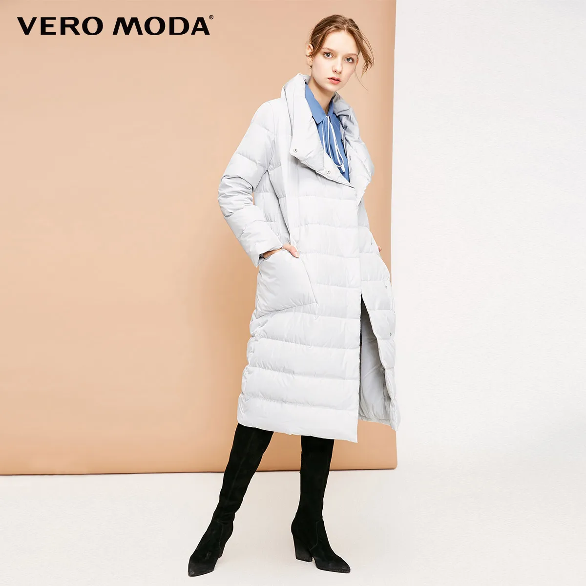 Silver hurricane Vero Moda пуховик женский 90% белый утиный пух боковой карман большой длинный пуховик женский | 318312511 - Цвет: Silver hurricane