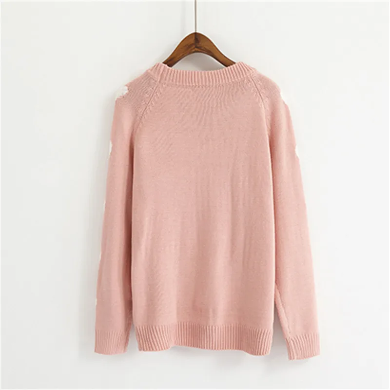 Harajuku Plus Size Casual Women Sweaters 2019 Autumn Fashion Kawaii Love Heart Embroidery Pullover Sweater Female | Женская одежда