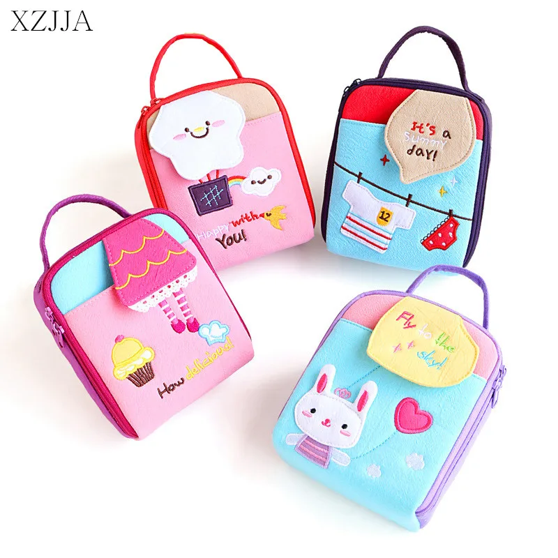 XZJJA Студенческая Милая мультяшная тканевая косметичка на молнии для девочек