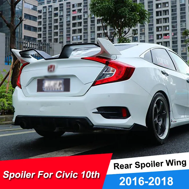 

For Honda Civic Rear Wing Car Spoilers 2016 17 18 Yofer Sport Racing Car Spoiler For Civic 10th FRP Material Unpainted Color
