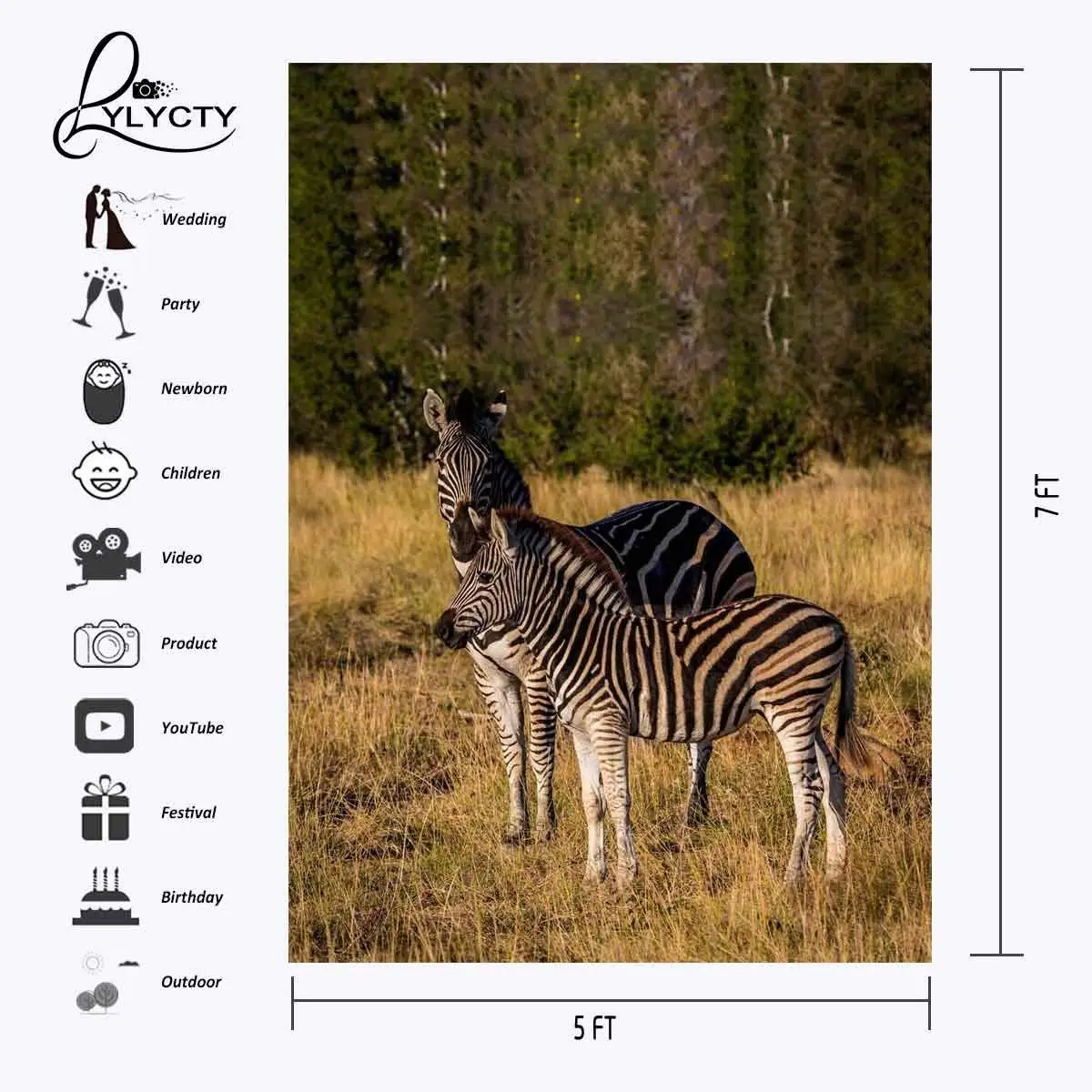 5x7ft Stopped Zebras Backdrop Outdoor Travel Photography Background Studio Props | Электроника