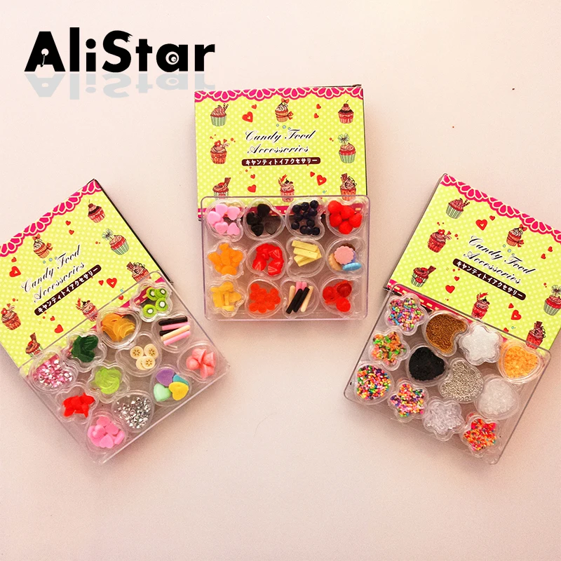 12 упаковок/партия мини глина искусственные фрукты печенье шоколад сделай сам