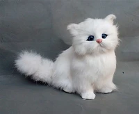 simulation white cat 16x15cm hard modelpolyethylenefur toy cathome decoration 0904
