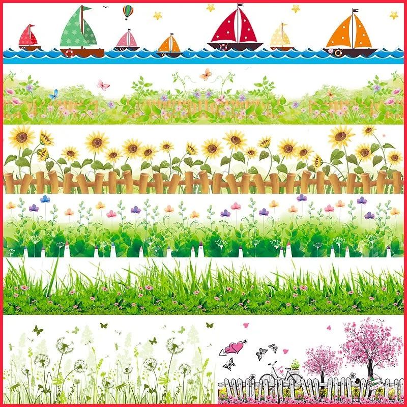 

2019 New Flowers grass baseboard PVC Wall Stickers Skirting kids living Room bedroom Bathroom Kitchen nursery balcony home decor
