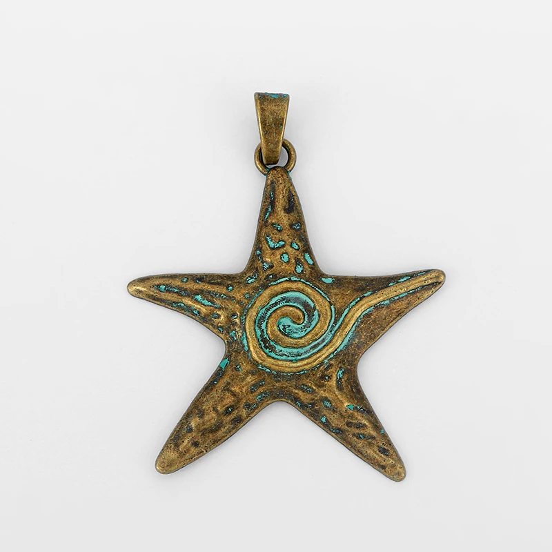 3 шт. Большие Подвески erdigris Patina Sprial Морская звезда для ювелирных изделий |
