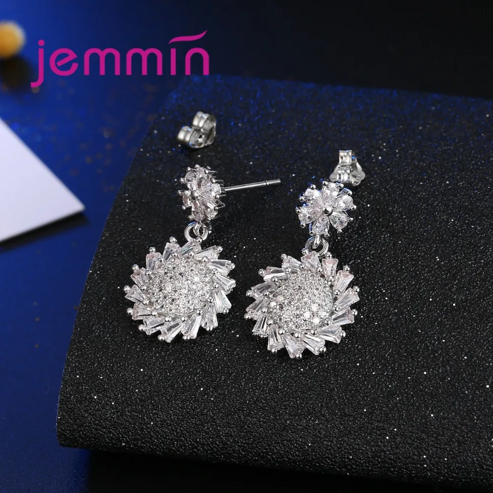 

Sun Pendant Wedding Jewelry Set High Quality 925 Sterling Silver Necklace/Earrrings For Women Star Engagement Gift